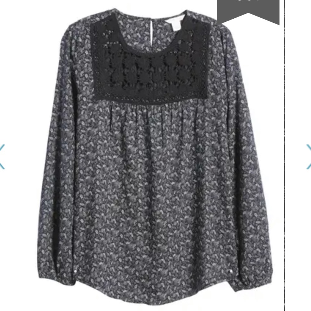 Caslon Crochet Yoke Top